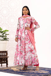 Floral white anarkali - kasumi.in
